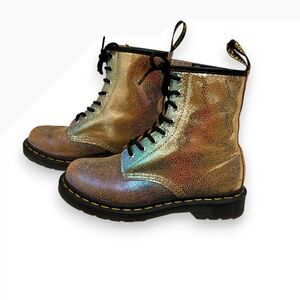 Dr. Martens 1460 Iridescent Boots | Shimmer Gold Combat Boots | Size 6
